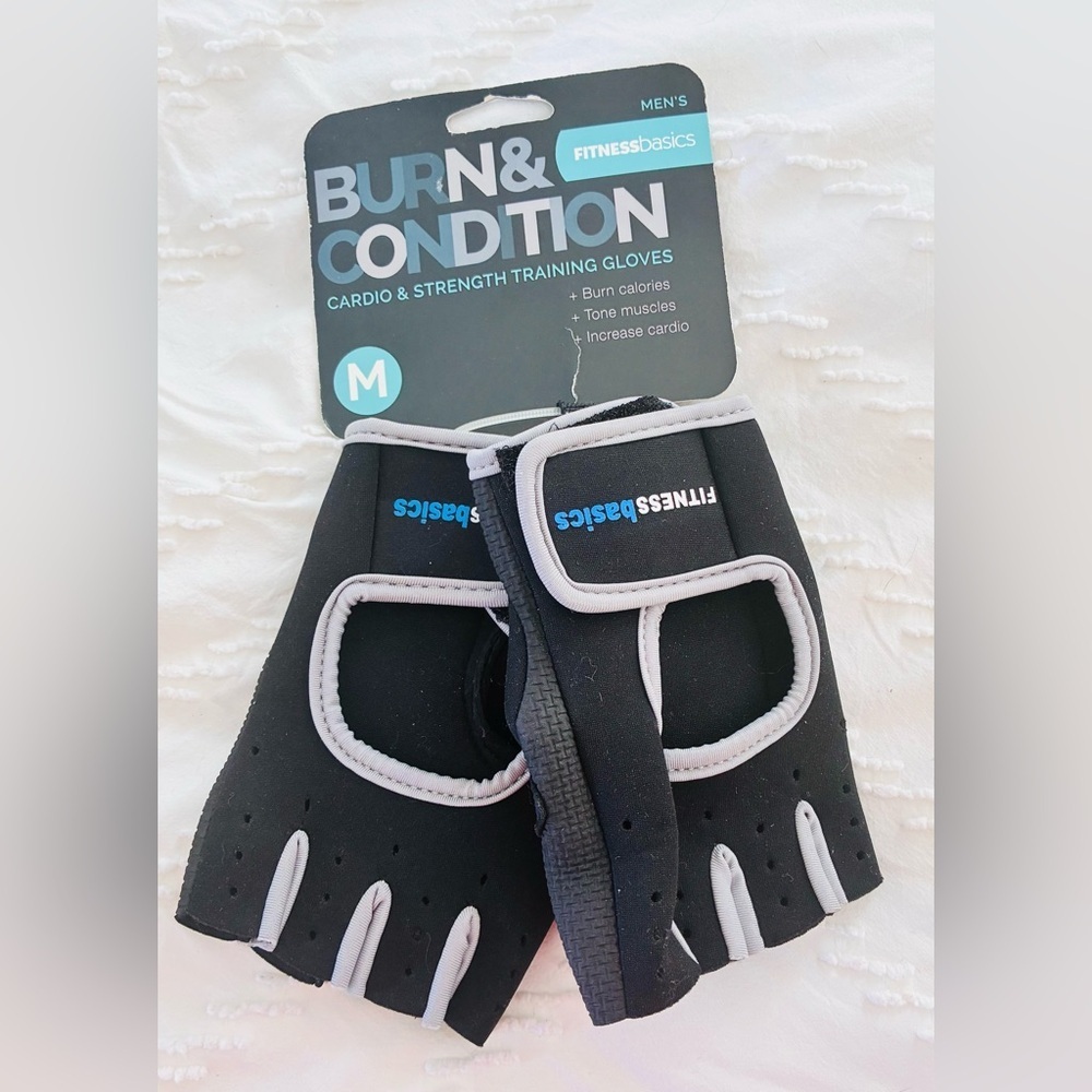 Fitness Basics Black and White Training Gloves men medium new